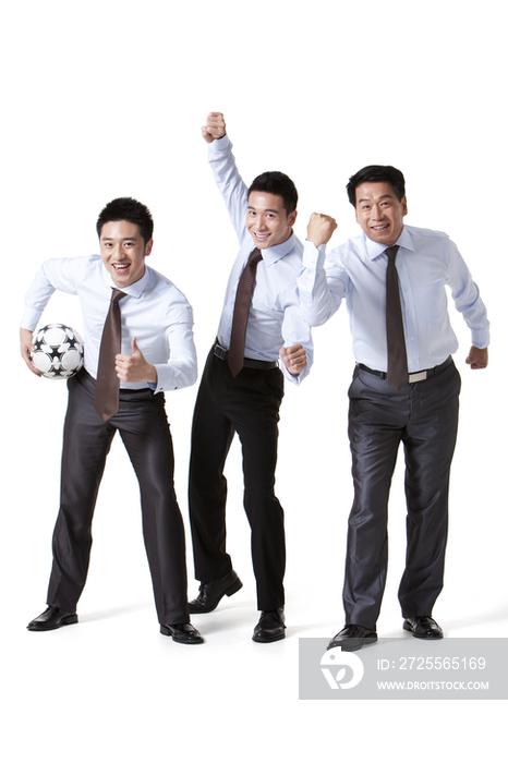 商务男士和足球
