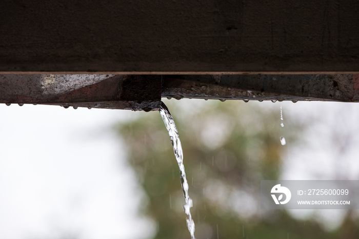 rain hanging from a roof