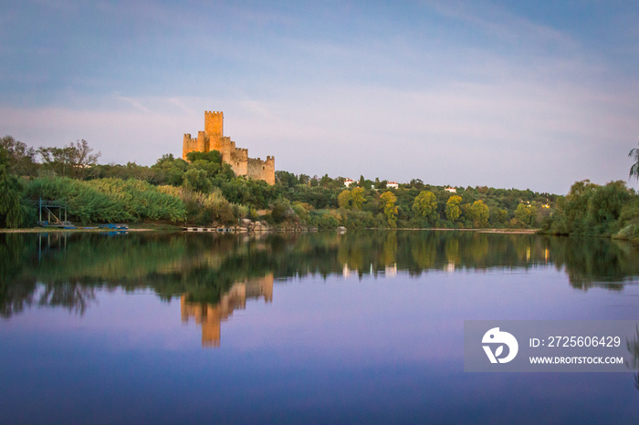 Templar castle in an isle. Castle of Almourol, located in Portugal