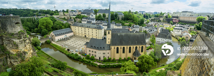 卢森堡Abbaye de Neumunster全景图。俯视图。