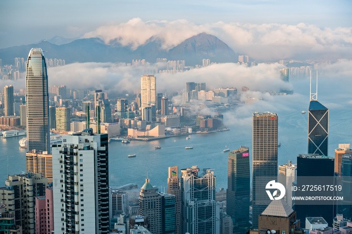 Hong Kong skyline looking towards Kowloon in the late afternoon light