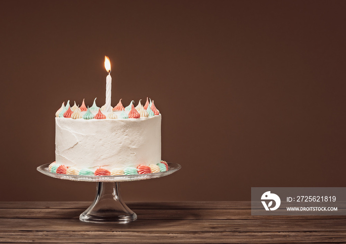 White Birthday Cake with candle