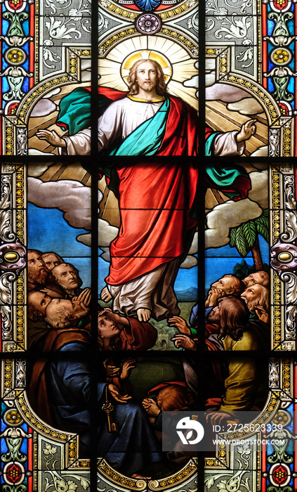 基督升天，德国亚伦圣尼古拉斯福音教堂的彩色玻璃窗