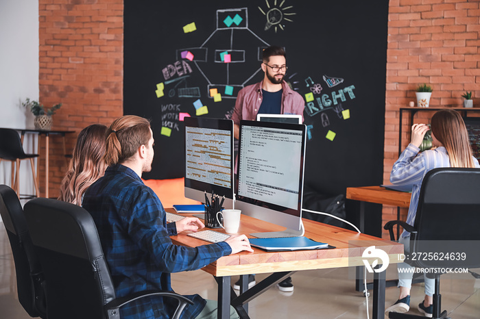 Team of programmers working in office