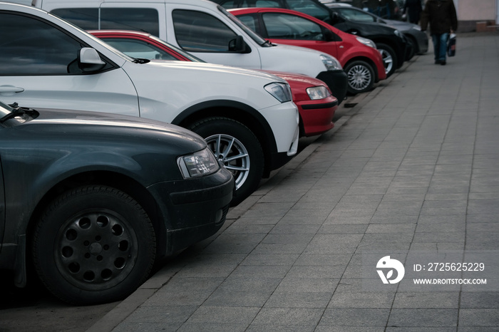 Cars in the parking lot in row