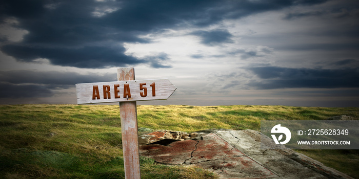 landscape with area 51 sign