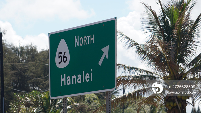 考艾岛路标-56号公路北至Hanalei