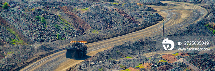 board iron ore pit and ore removal by road.