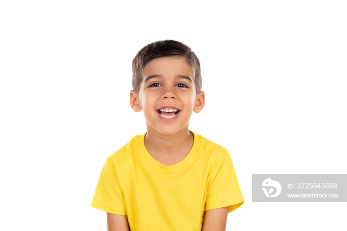 Happy dark child with yellow t-shirt