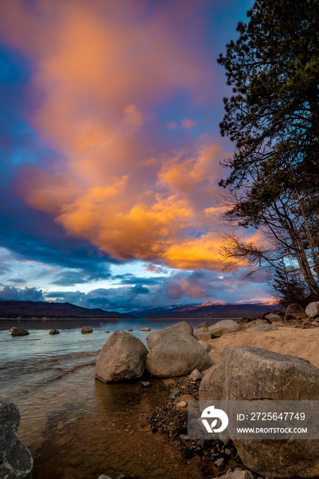 Beautiful sunset over Idaho mountain lake