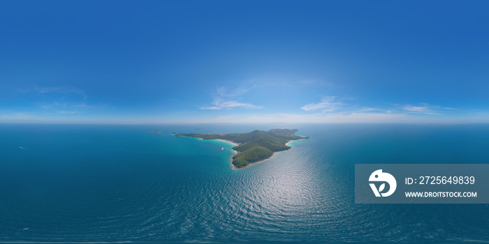 360 panorama by 180 degrees angle seamless panorama of aerial view of Koh Larn beach, Pattaya with b