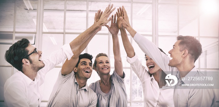 Group therapy in session sitting in a circle high fiving