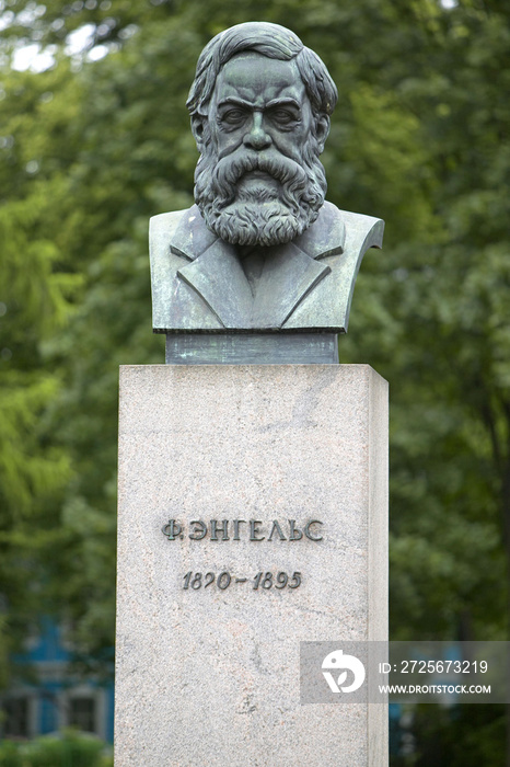 Bronze statue of Friedrich Engels at the Smolnyi Institute in St. Petersburg, Russian Federation