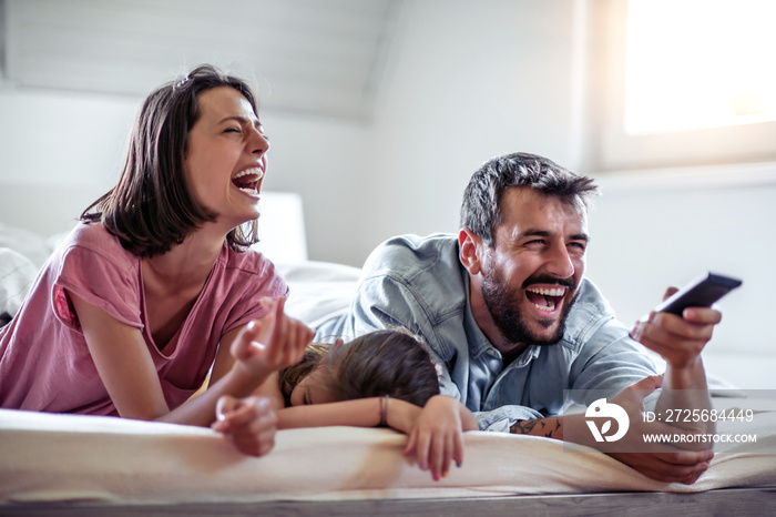 Family watching TV