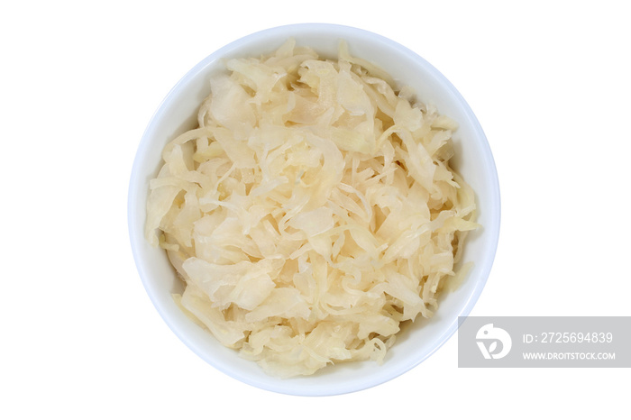 Sauerkraut Weißkraut Kraut geschnitten von oben isoliert freigestellt Freisteller