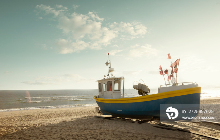 Fishing boat on the beach at Baltic sea