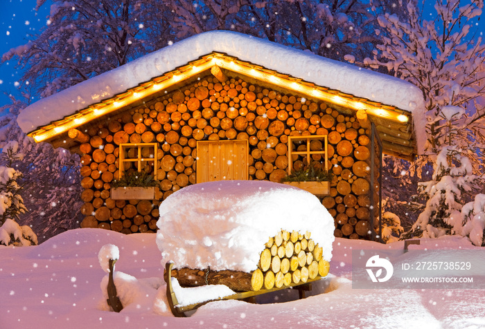 滑雪小屋冬季圣诞节