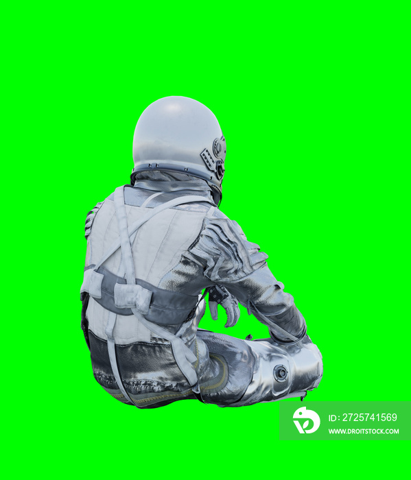 宇航员孤立在绿色背景完美的照片合成