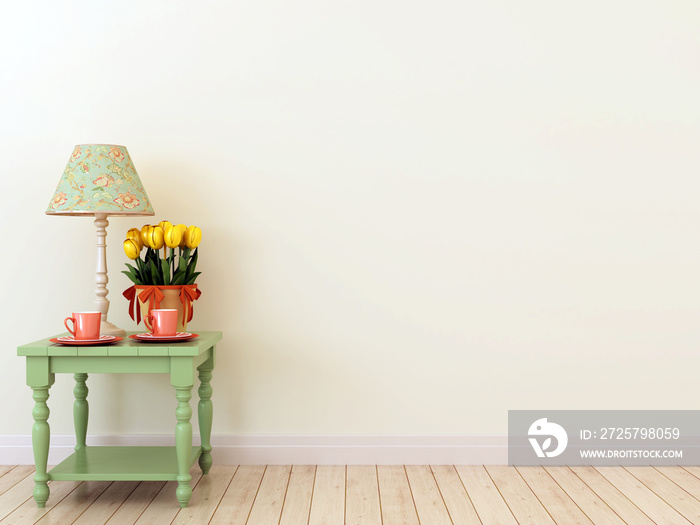 绿色边桌与室内装饰