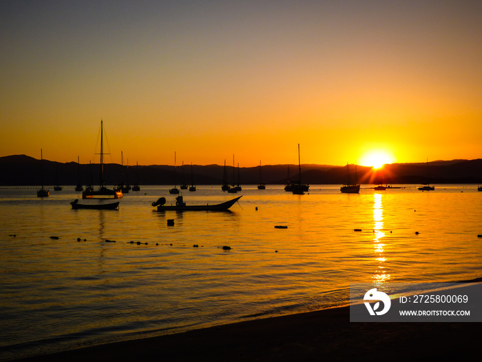 Sunset in Santo Antonio de Lisboa, fishermen village in Florianopolis - Brazil