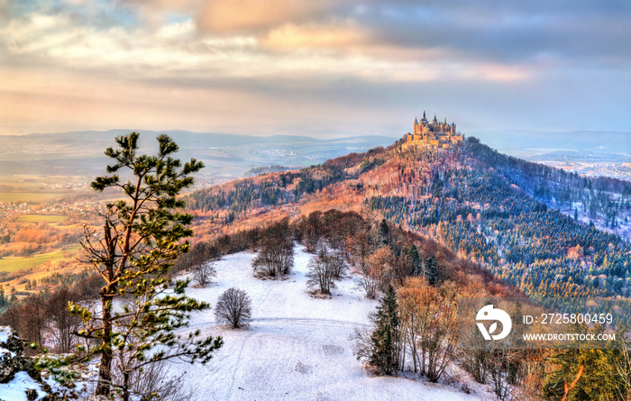 Winter view of Hohenzollern Castle, Germany