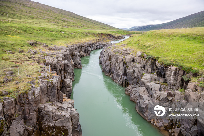 a river in the lava landscape of Iceland.