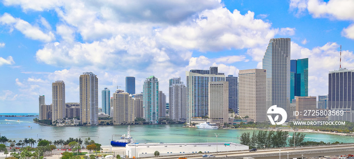 Florida, Scenic Miami harbor on a bright sunny day