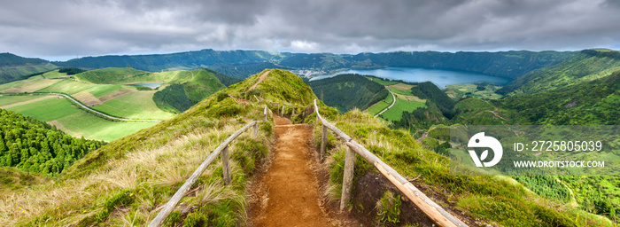 Walking path leading to a view in Sao Miguel