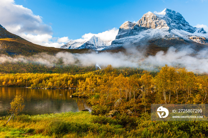 Fresh snow on mountain scenery