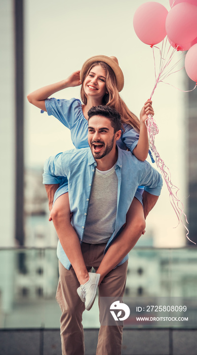 Romantic couple in the city