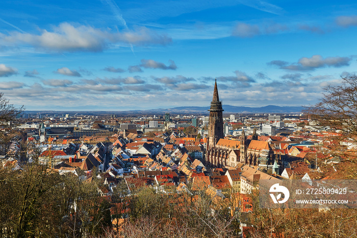 Panorama of Freiburg im Breisgau in Germany