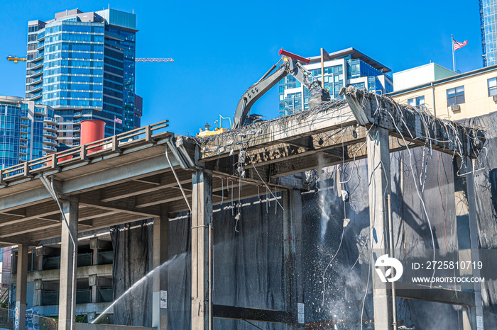 The Demolition of an Old Viaduct in Seattle