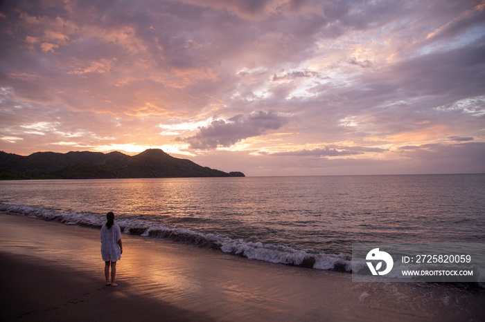 sunset at guanacaste beach in costa rica