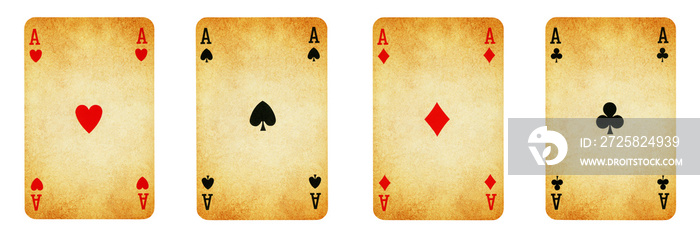 Four Aces Vintage Playing Cards - isolated on white