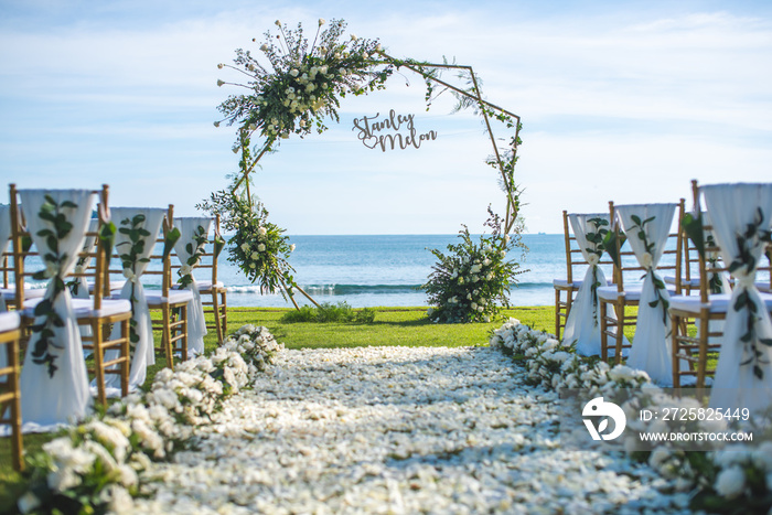 Romantic wedding ceremony on the lawn Sea view.