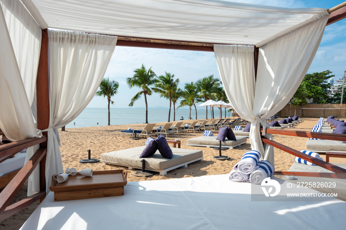 Luxury bed on a beach