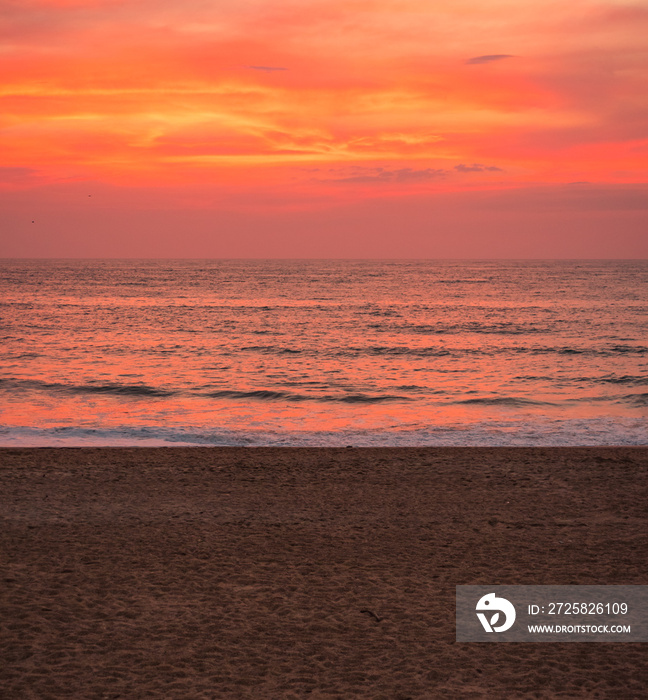  view of the grande beach , Biarritz, France at sunset