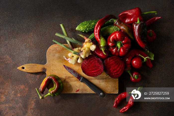 Vegetables on cutting board 