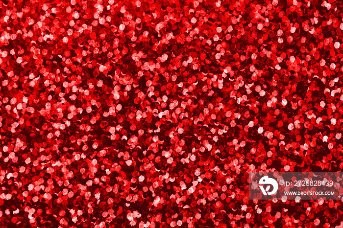 Background with red sequin texture. Glitter background for Holiday and party banner.