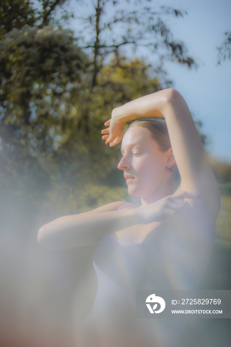 Woman dancing in nature