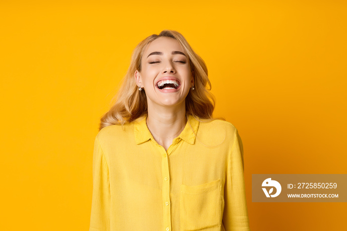 Woman Laughing Out Loud, Hearing Funny Joke