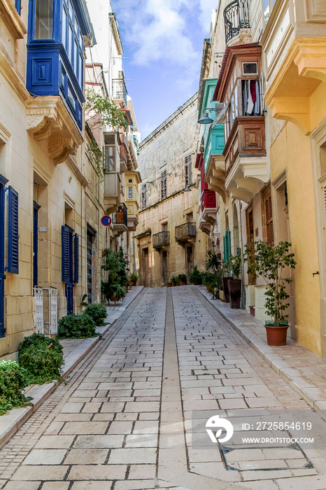 Beautiful narrow streets in Malta