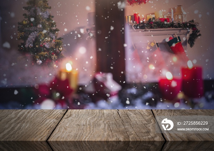 Wooden floor with Christmas theme background