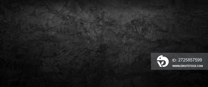 Black wall texture rough background dark . concrete floor or old grunge background with black