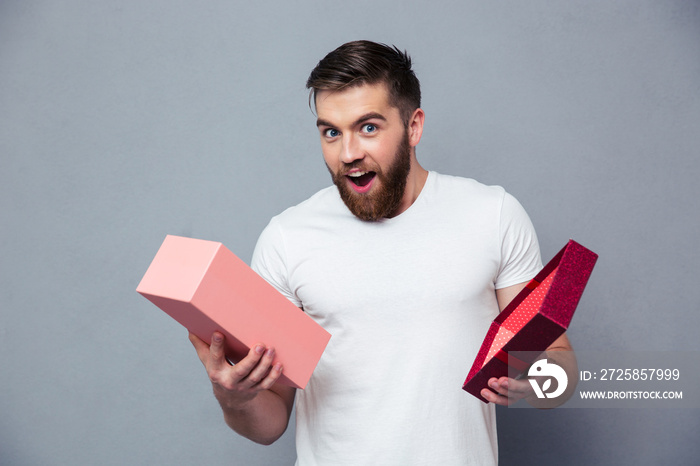 Man opening gift box