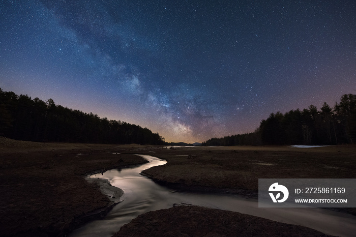 Streams leading into the Quabbin Reservoir under the stars 