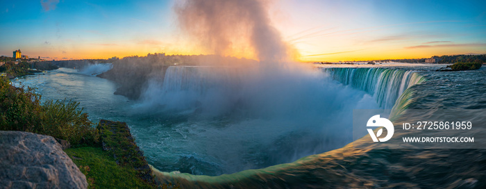 Sunrise at Niagara Falls. View from the Canadian side