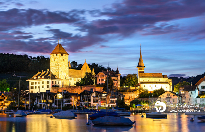 Spiez Castle on lake Thun in Switzerland