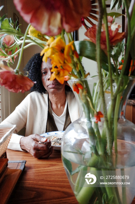 person with a bouquet of flowers