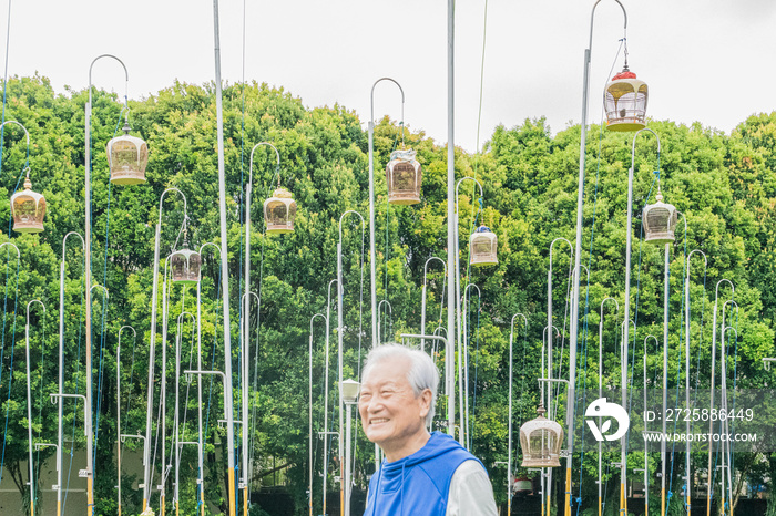 一位活跃的老年鸟类收藏家